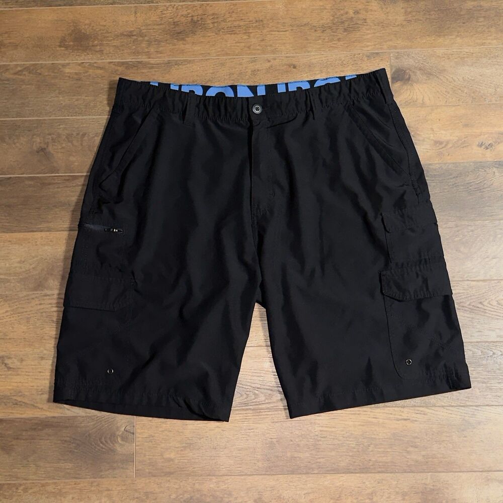 Iron Flex Men Black Cargo Shorts Size 40 Stretch Cotton Flat Front 10” Inseam